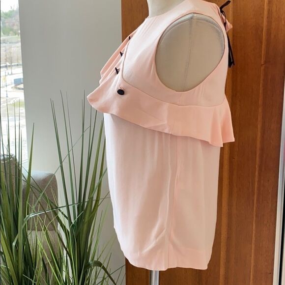 Maje Lorena Asymmetric Ruffle Crepe Top Peach M - Picture 7 of 15